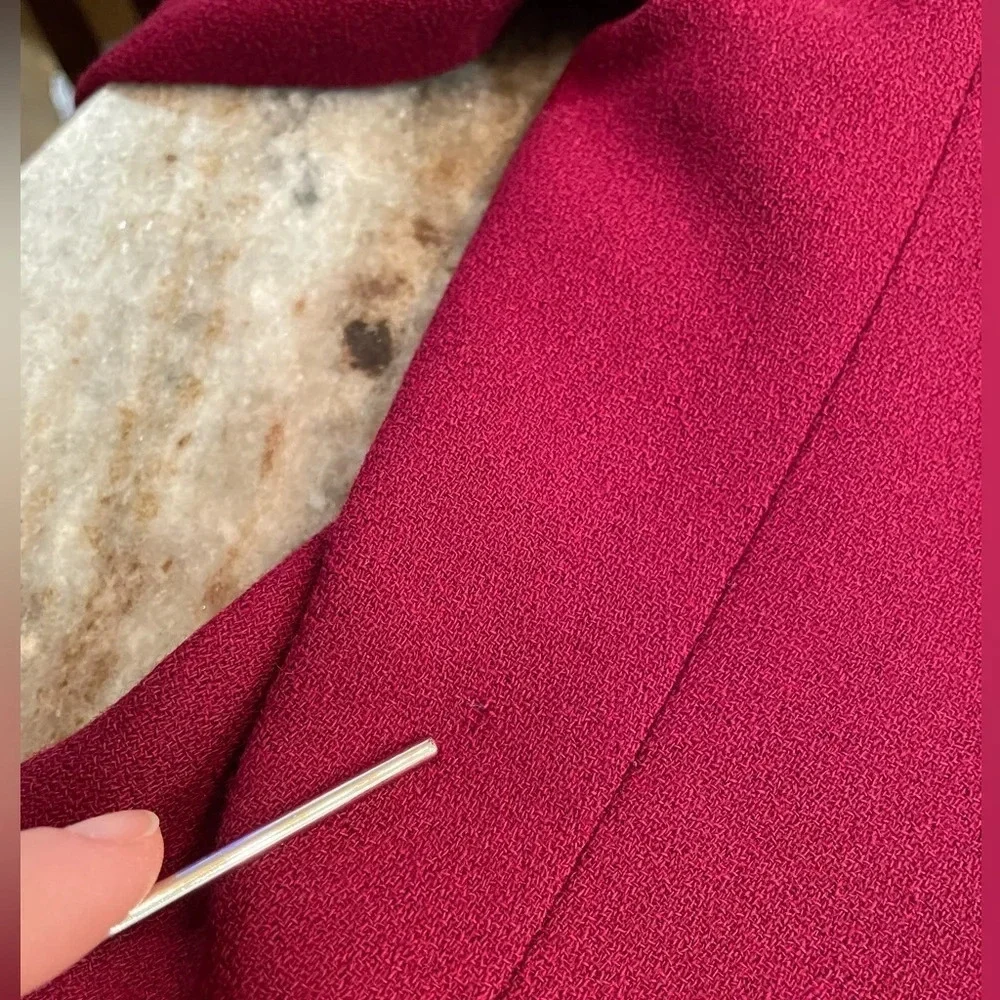 Vintage Christian Dior Doubles Breasted 100% Wool Blazer Jacket Burgundy Red